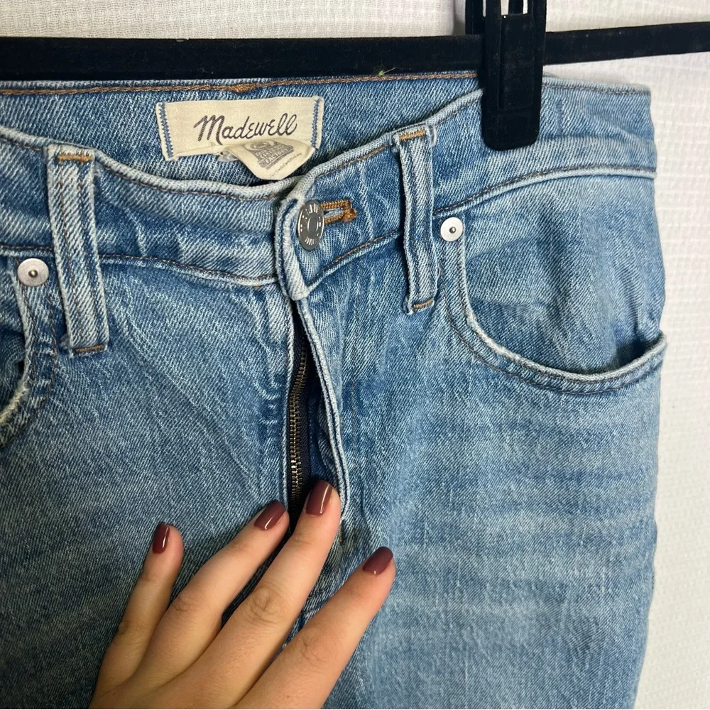 Madewell | Blue Ankle Cropped Jeans‎ with Frayed Hem 25 Boyfriend
